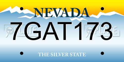 7GAT173 Nevada License Plate