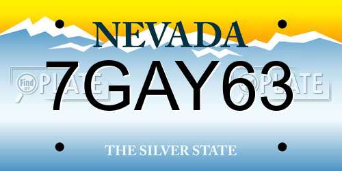 7GAY63 Nevada License Plate
