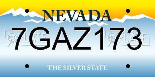 7GAZ173 Nevada License Plate
