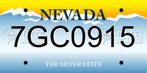 7GC0915 Nevada License Plate