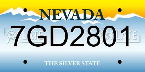 7GD2801 Nevada License Plate