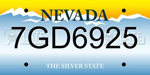 7GD6925 Nevada License Plate