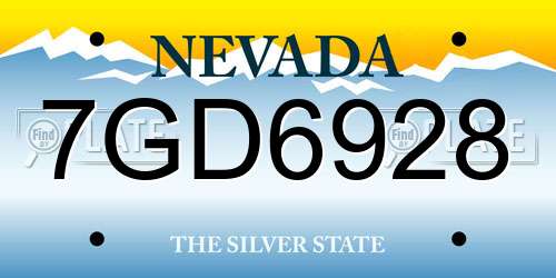 7GD6928 Nevada License Plate