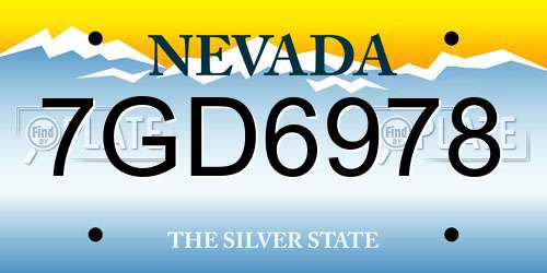 7GD6978 Nevada License Plate
