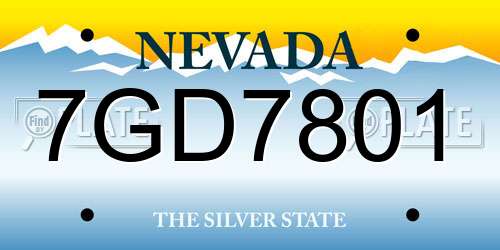 7GD7801 Nevada License Plate