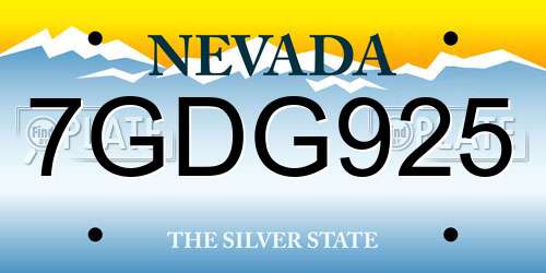 7GDG925 Nevada License Plate