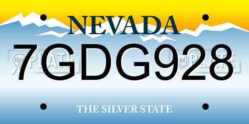 7GDG928 Nevada License Plate