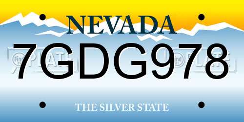 7GDG978 Nevada License Plate