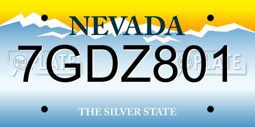 7GDZ801 Nevada License Plate