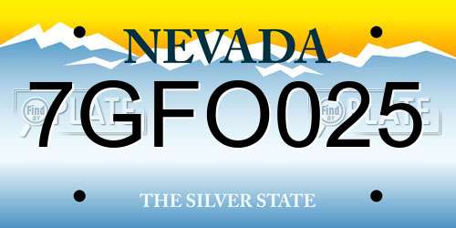 7GFO025 Nevada License Plate