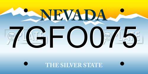7GFO075 Nevada License Plate