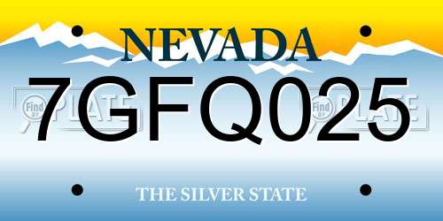 7GFQ025 Nevada License Plate