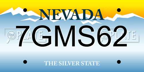 7GMS62 Nevada License Plate