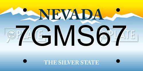 7GMS67 Nevada License Plate