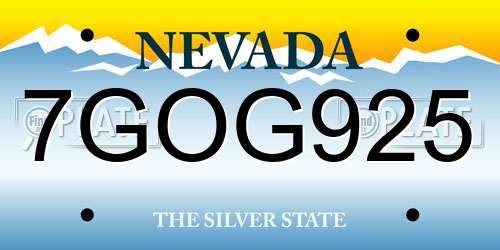 7GOG925 Nevada License Plate