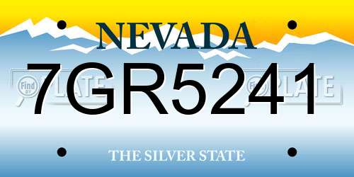 7GR5241 Nevada License Plate