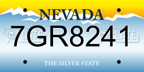 7GR8241 Nevada License Plate