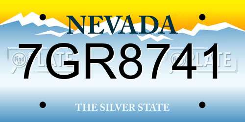 7GR8741 Nevada License Plate