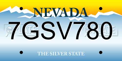 7GSV780 Nevada License Plate