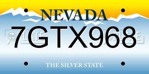 7GTX968 Nevada License Plate