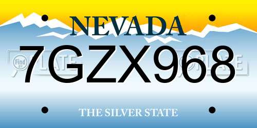 7GZX968 Nevada License Plate
