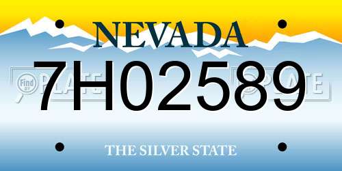 7H02589 Nevada License Plate
