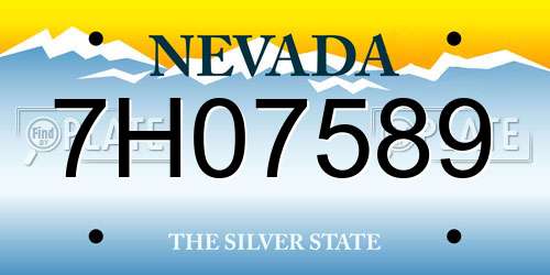 7H07589 Nevada License Plate