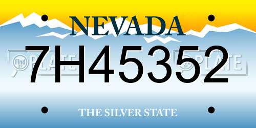 7H45352 Nevada License Plate