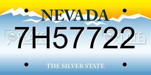 7H57722 Nevada License Plate