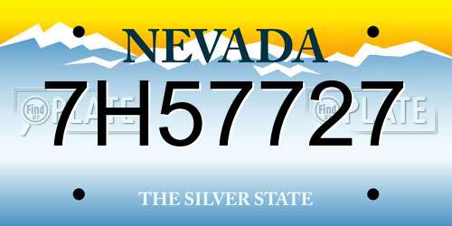 7H57727 Nevada License Plate