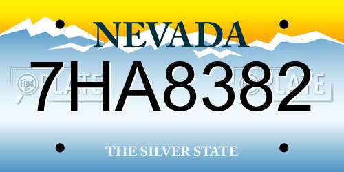 7HA8382 Nevada License Plate