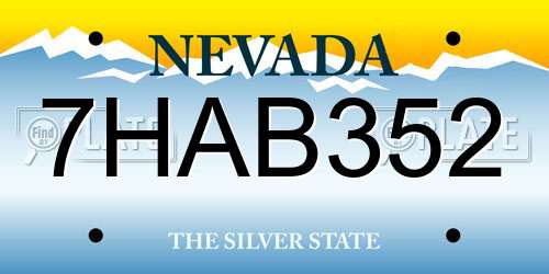 7HAB352 Nevada License Plate