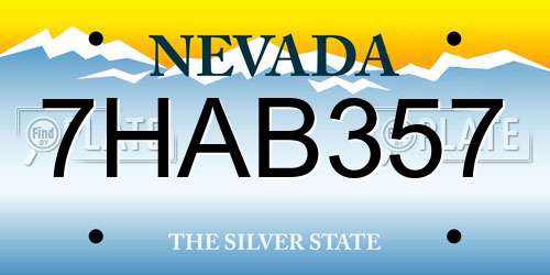 7HAB357 Nevada License Plate