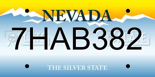 7HAB382 Nevada License Plate