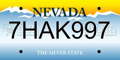 7HAK997 Nevada License Plate