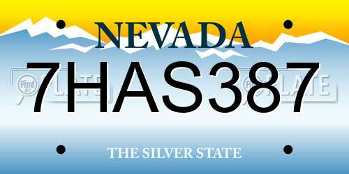 7HAS387 Nevada License Plate