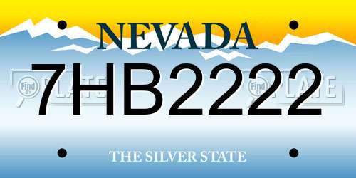 7HB2222 Nevada License Plate