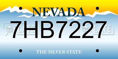 7HB7227 Nevada License Plate