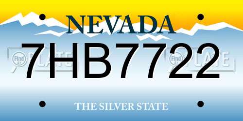 7HB7722 Nevada License Plate