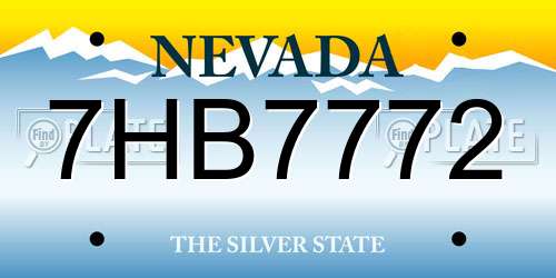 7HB7772 Nevada License Plate