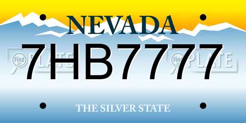 7HB7777 Nevada License Plate