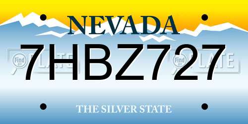 7HBZ727 Nevada License Plate