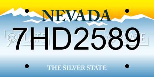 7HD2589 Nevada License Plate
