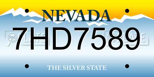 7HD7589 Nevada License Plate