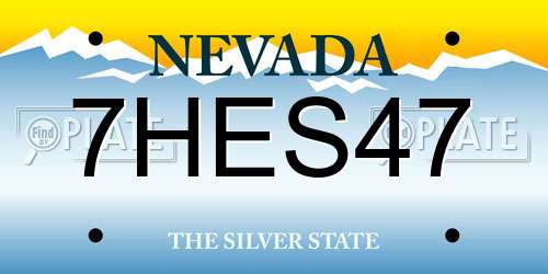 7HES47 Nevada License Plate