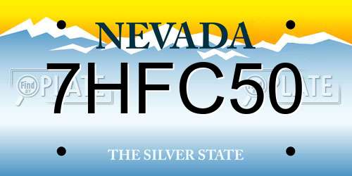 7HFC50 Nevada License Plate