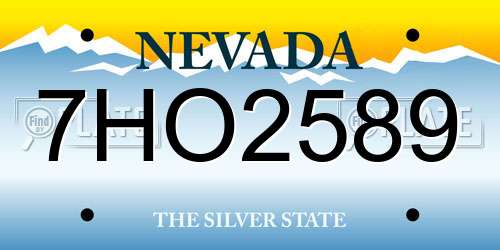 7HO2589 Nevada License Plate