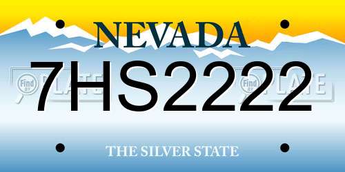 7HS2222 Nevada License Plate