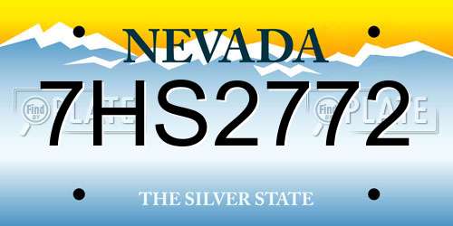 7HS2772 Nevada License Plate