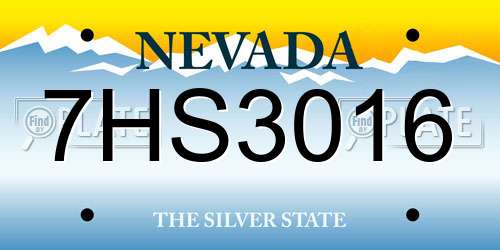 7HS3016 Nevada License Plate